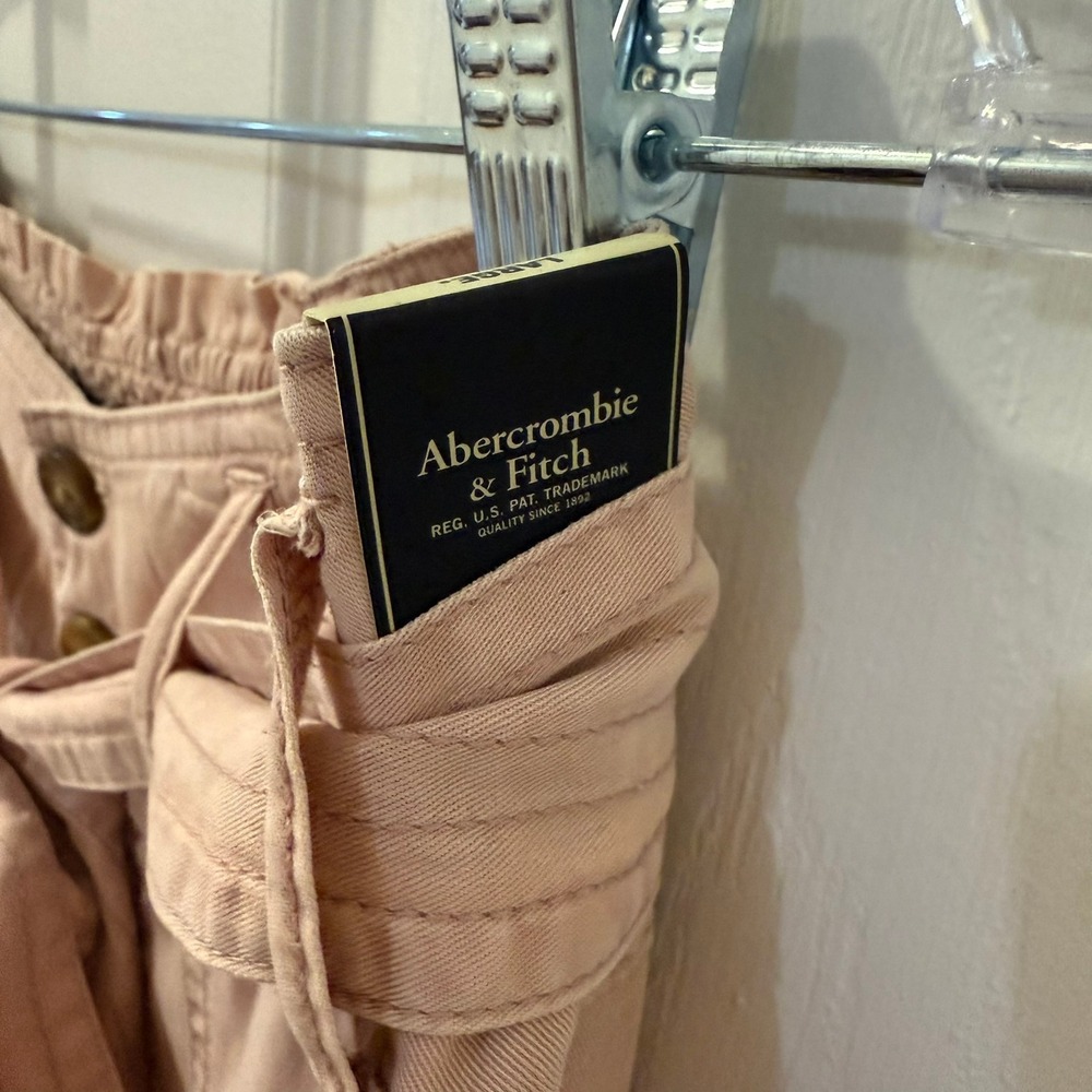 NWT Abercrombie & Fitch A&F Large High Rise Paperbag Belted Pants Mauve Pink - Picture 8 of 16